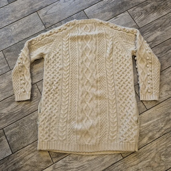 NEXT Cream Wool Blend Cable Knit Bobble Sweater Tunic Dress Large Cottagecore - Picture 9 of 9